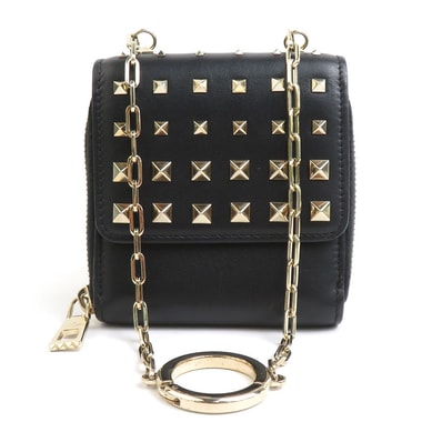 ヴァレンティノ ガラヴァーニ Valentino Garavani コインケース コンパクトウォレット レザー ブラック ユニセックス【中古】 h30844a