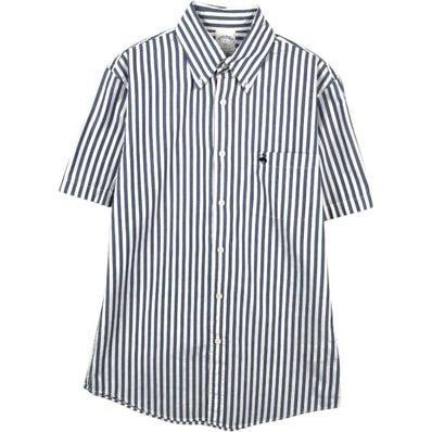 古着 ブルックスブラザーズ Brooks Brothers 1818 REGENT FIT 半袖 ボタンダウン ストライプシャツ メンズS相当/eaa674095