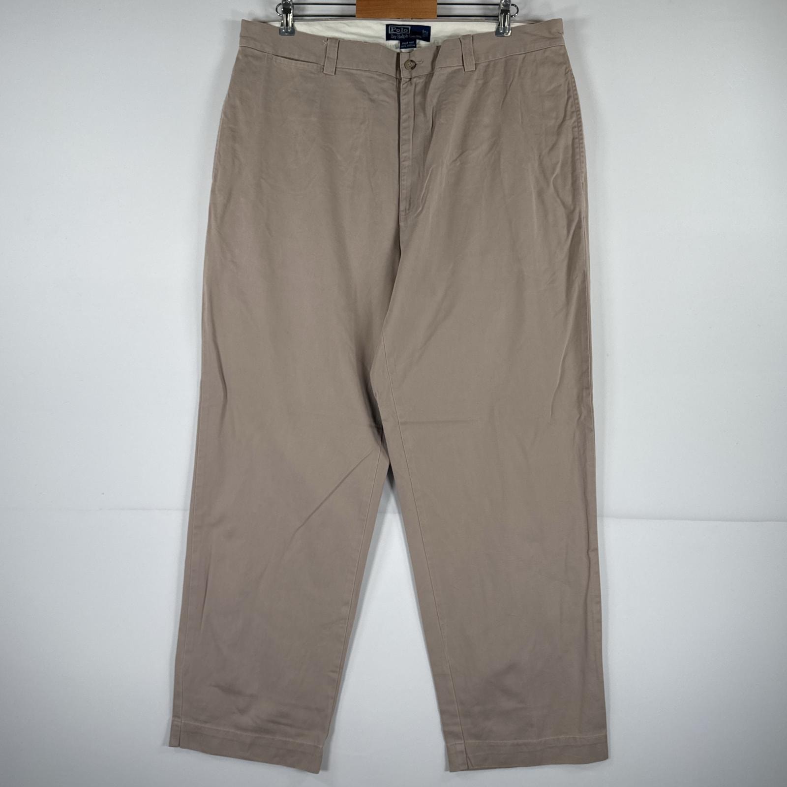 古着 ポロバイラルフローレン Polo by Ralph Lauren チノパンツ ポロチノ ワンポイント スラックス 大きいサイズ w38 L30  ベージュ メンズ
