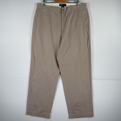 古着 ポロバイラルフローレン Polo by Ralph Lauren チノパンツ ポロチノ ワンポイント スラックス 大きいサイズ w38 L30 ベージュ メンズ