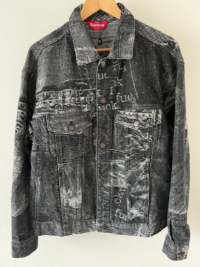 Supreme Archive Denim Jacquard Trucker Jacket "Black"