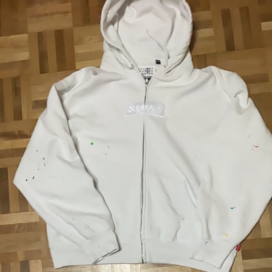 Supreme x MM6 Maison Margiela Box Logo Zip Up Hooded Sweatshirt "White"