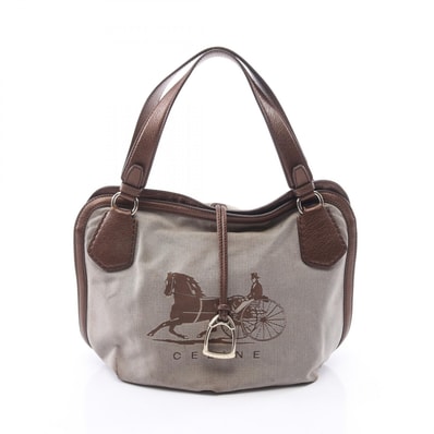 セリーヌ CELINE 馬車柄 トートバッグ バッグ キャンバス レザー レディース ベージュ系 / ブラウン系 【中古】