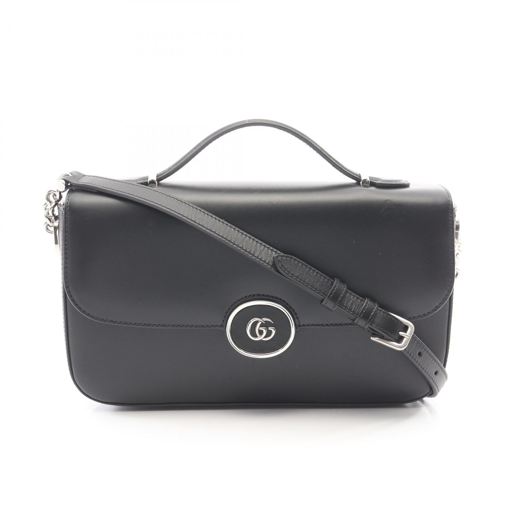 グッチ GUCCI プチGG 2WAY ショルダーバッグ バッグ レザー レディース ブラック系 739721 【中古】