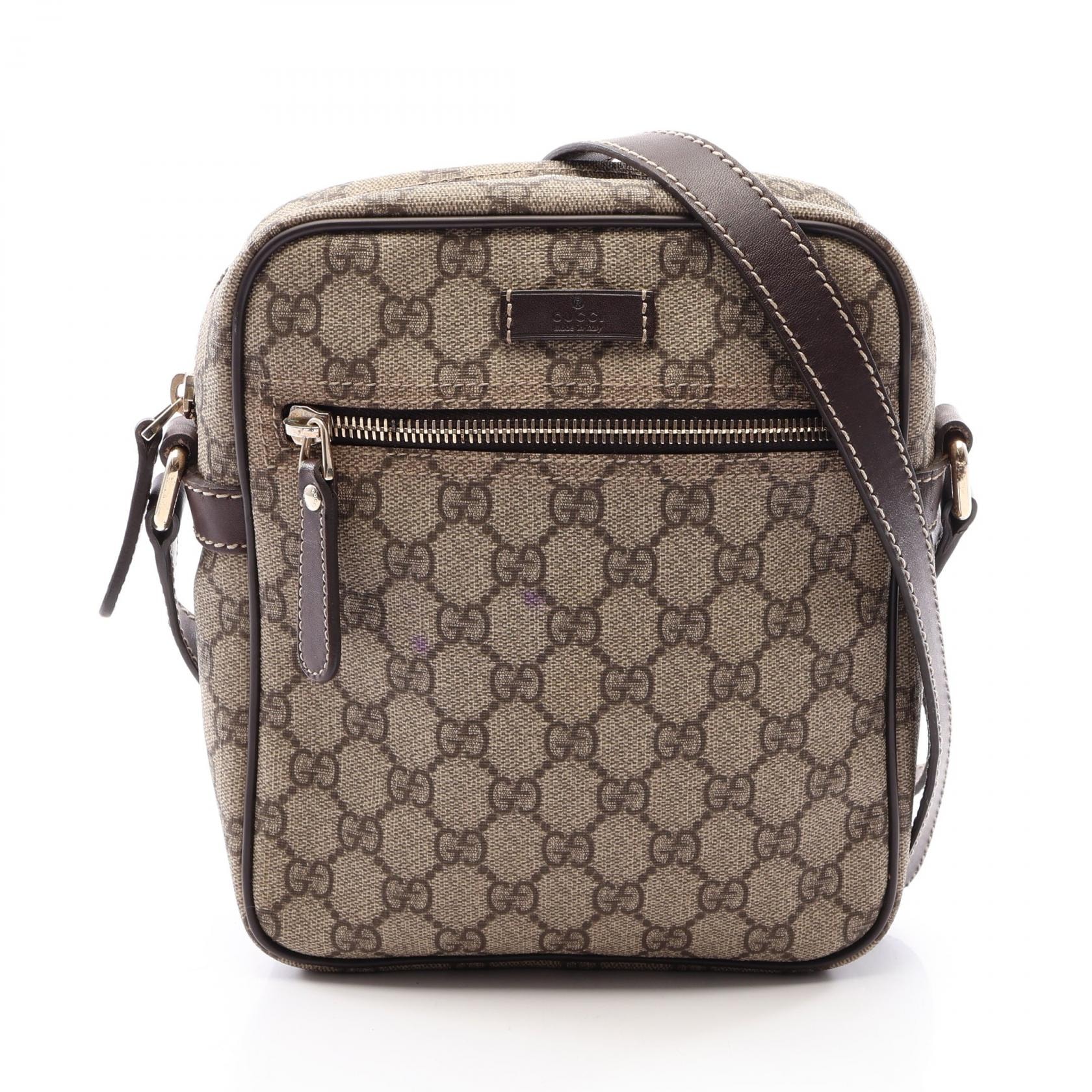 グッチ GUCCI GGスプリーム ショルダーバッグ バッグ PVCコーティングキャンバス レザー レディース ベージュ系 / ブラウン系 233268 【中古】