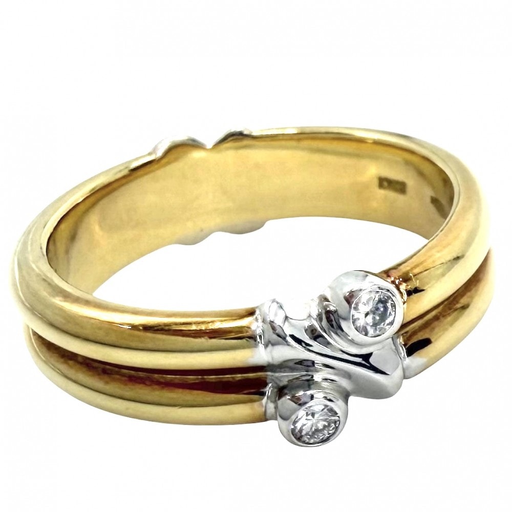 TIFFANY&Co. ティファニー 指輪 シグネチャーリング ジュエリー アクセサリー Au750 18金YG WG K18イエローゴールド K18ホワイトゴールド ダイヤモンド 約11.5号 レディース 約6.5g【中古品】