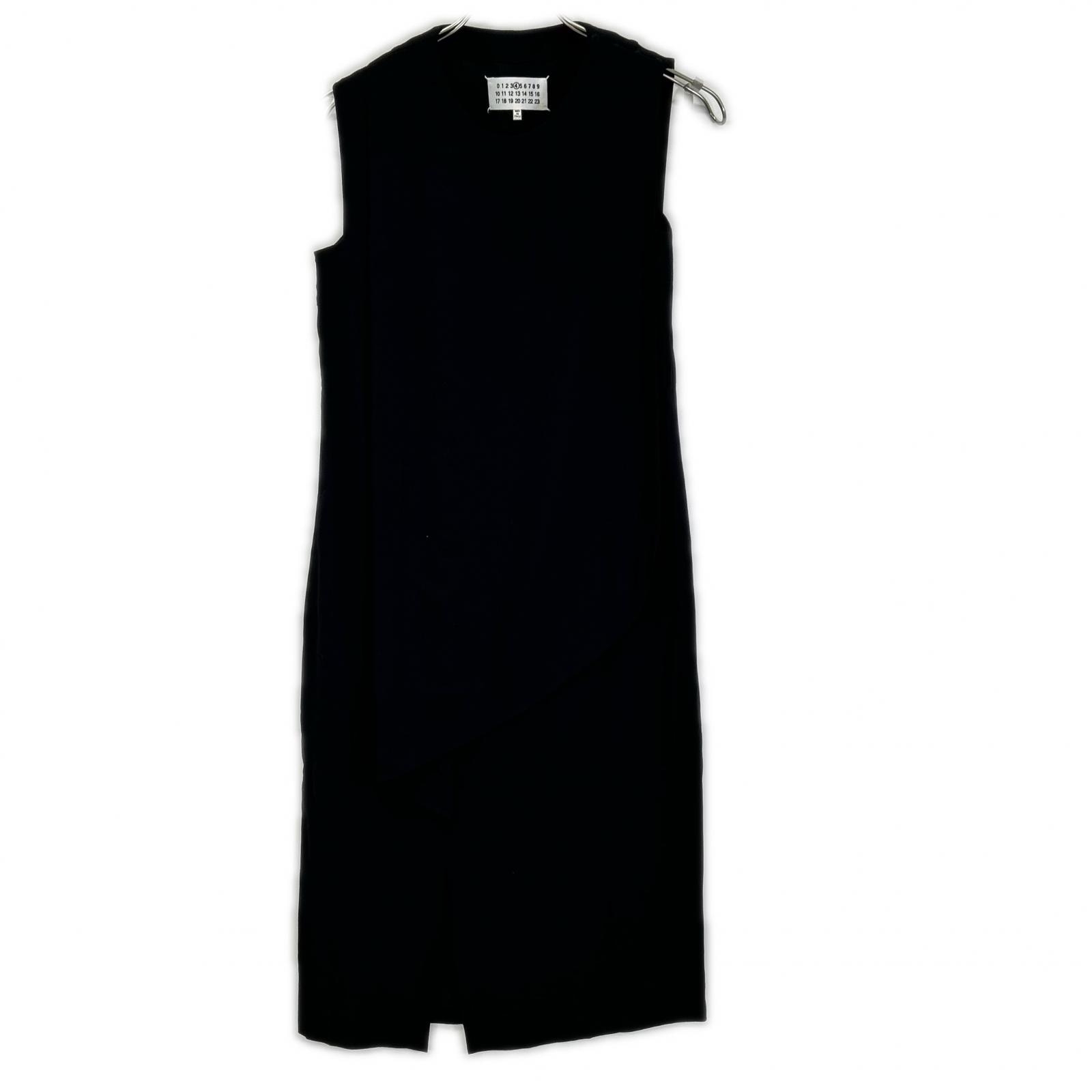 メゾンマルジェラ 17SS S51CT0788 ブラック SILKY RAYON CHIFFON DRESS/シルキーレーヨンシフォンドレス 38