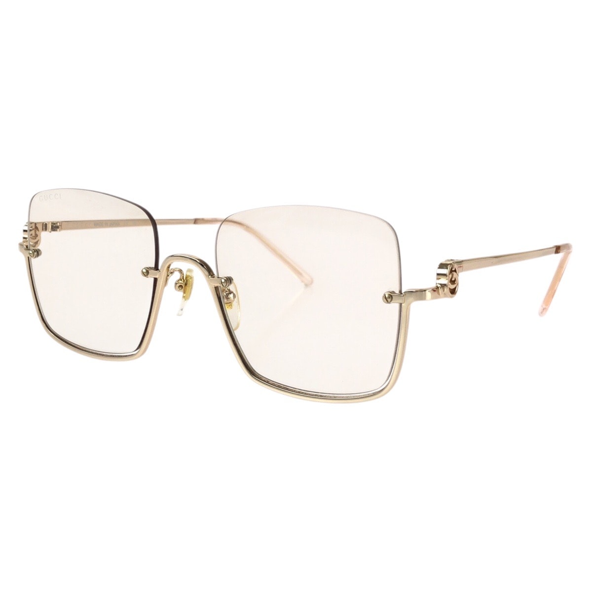 美品 GUCCI グッチ インターロッキングG ゴールド ピンク メタル サングラス 男女兼用 スクエア 603688 【中古】