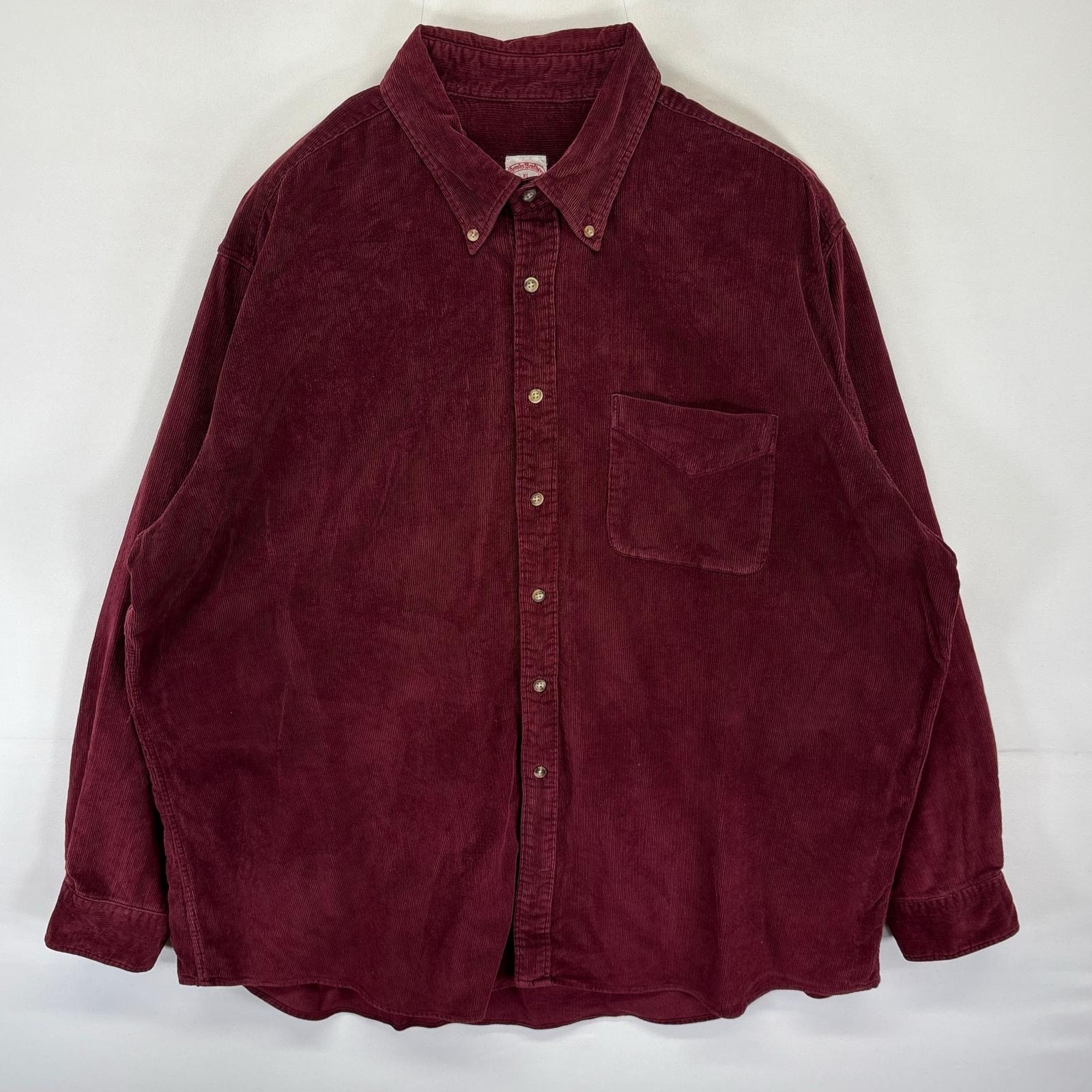 古着 ブルックスブラザーズ Brooks Brothers 長袖シャツ ボタンダウン コーデュロイ 1818 大きいサイズ XL レッド系 メンズ