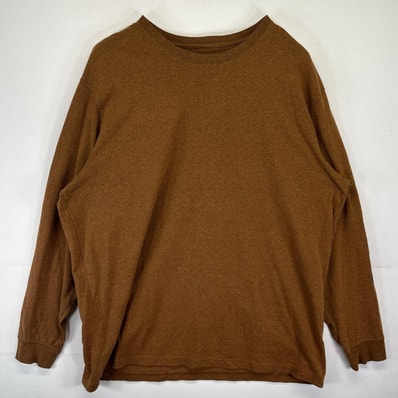 古着 カーハート Carhartt 長袖Tシャツ 大きいサイズ 無地 ワーク 袖プリント クルーネック 14042 ブラウン系 メンズ