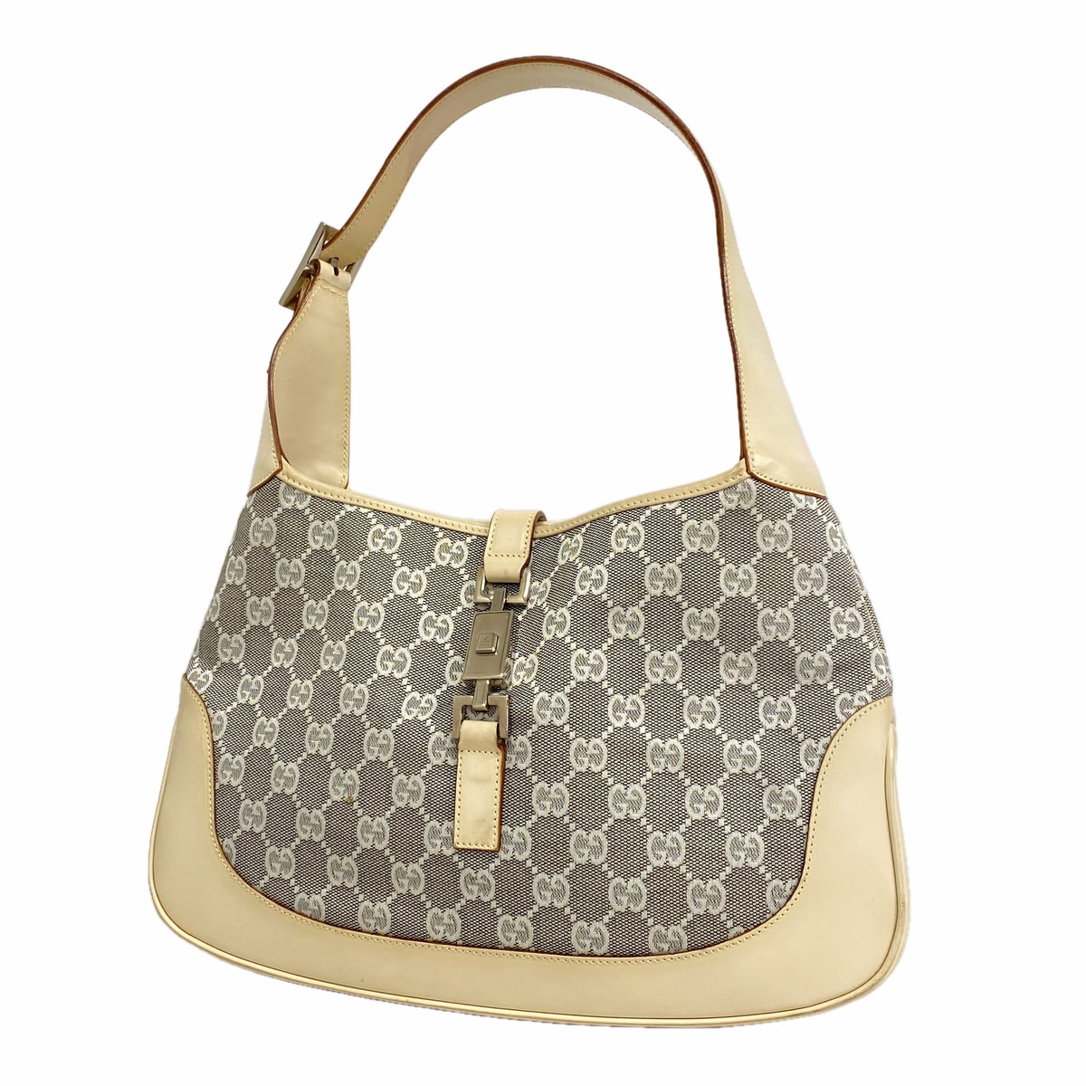 ★SALE【6ib2907】グッチ ショルダーバッグ GGキャンバス/ジャッキー 001 3306 3444 キャンバス アイボリー グレー シルバー金具【中古】レディース