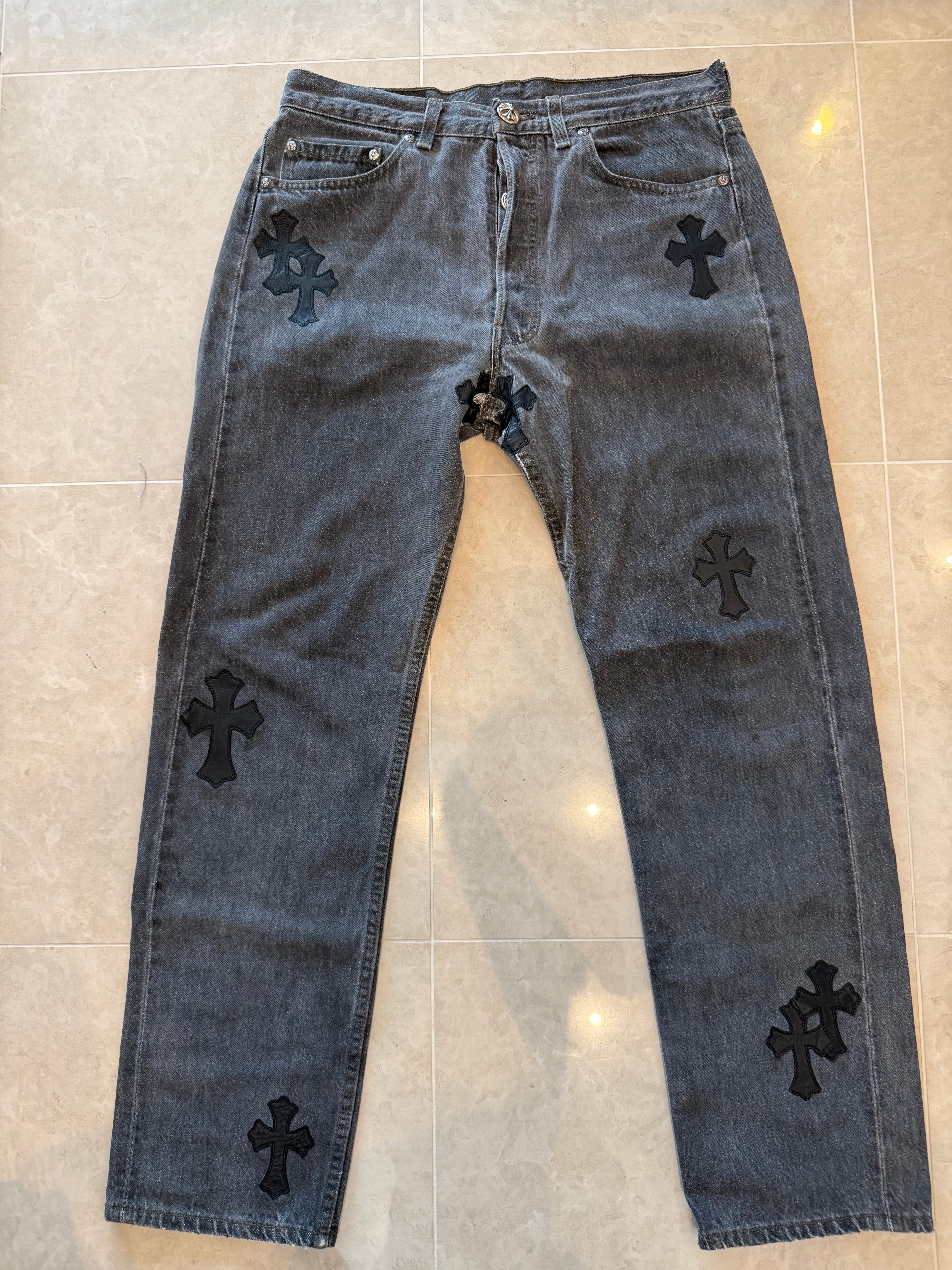 Chrome Hearts x LEVI'S U VNTG JEAN RED TAB Washed 501 Denim Pants with Cross Patch "Black"