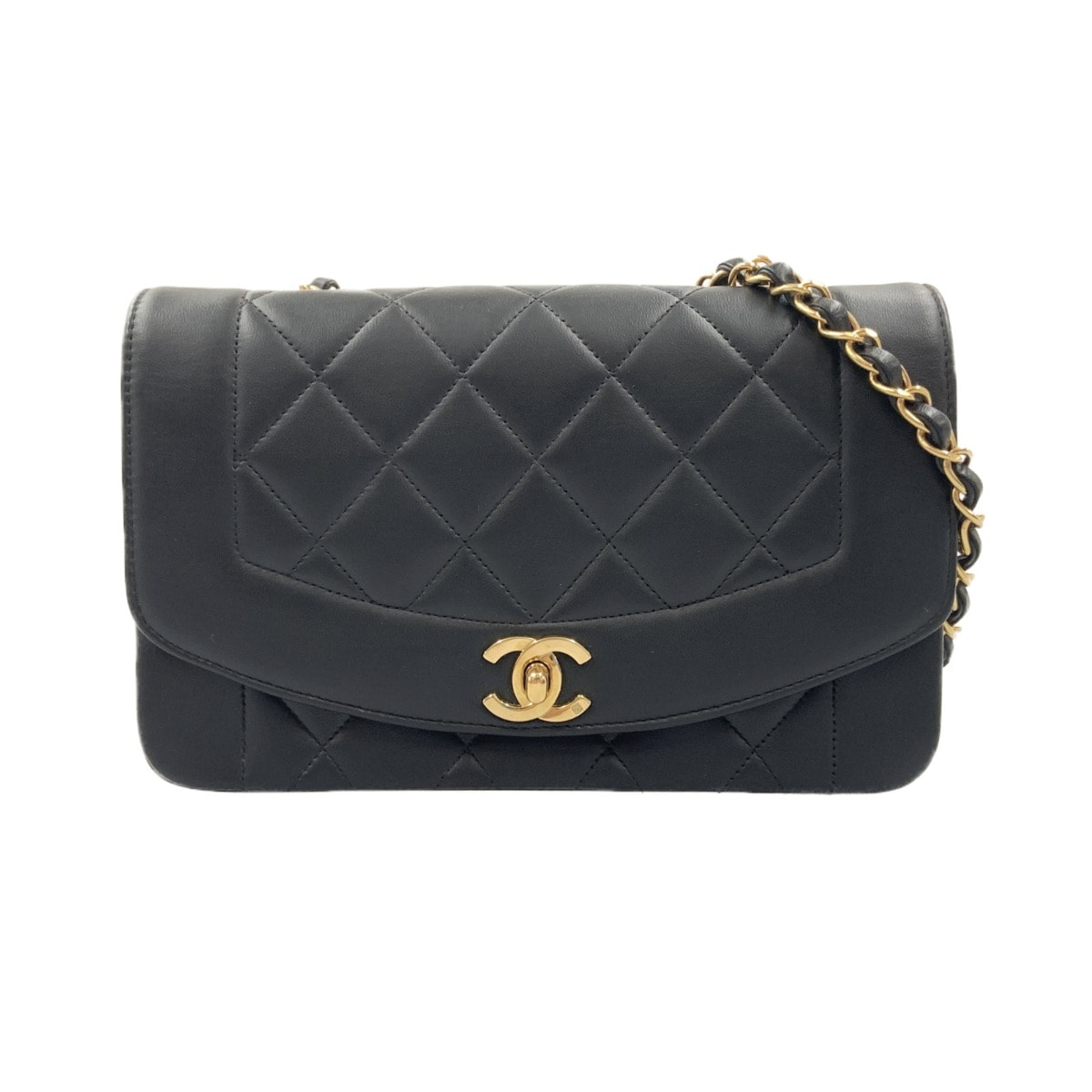 〇〇CHANEL シャネル ダイアナ マトラッセ チェーン ショルダーバッグ A01164 ブラック