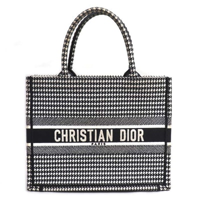 Dior ディオール ブックトート ミディアム トートバッグ ホワイト/ブラック M1296ZTQT_M911 千鳥格子 レディース【中古】