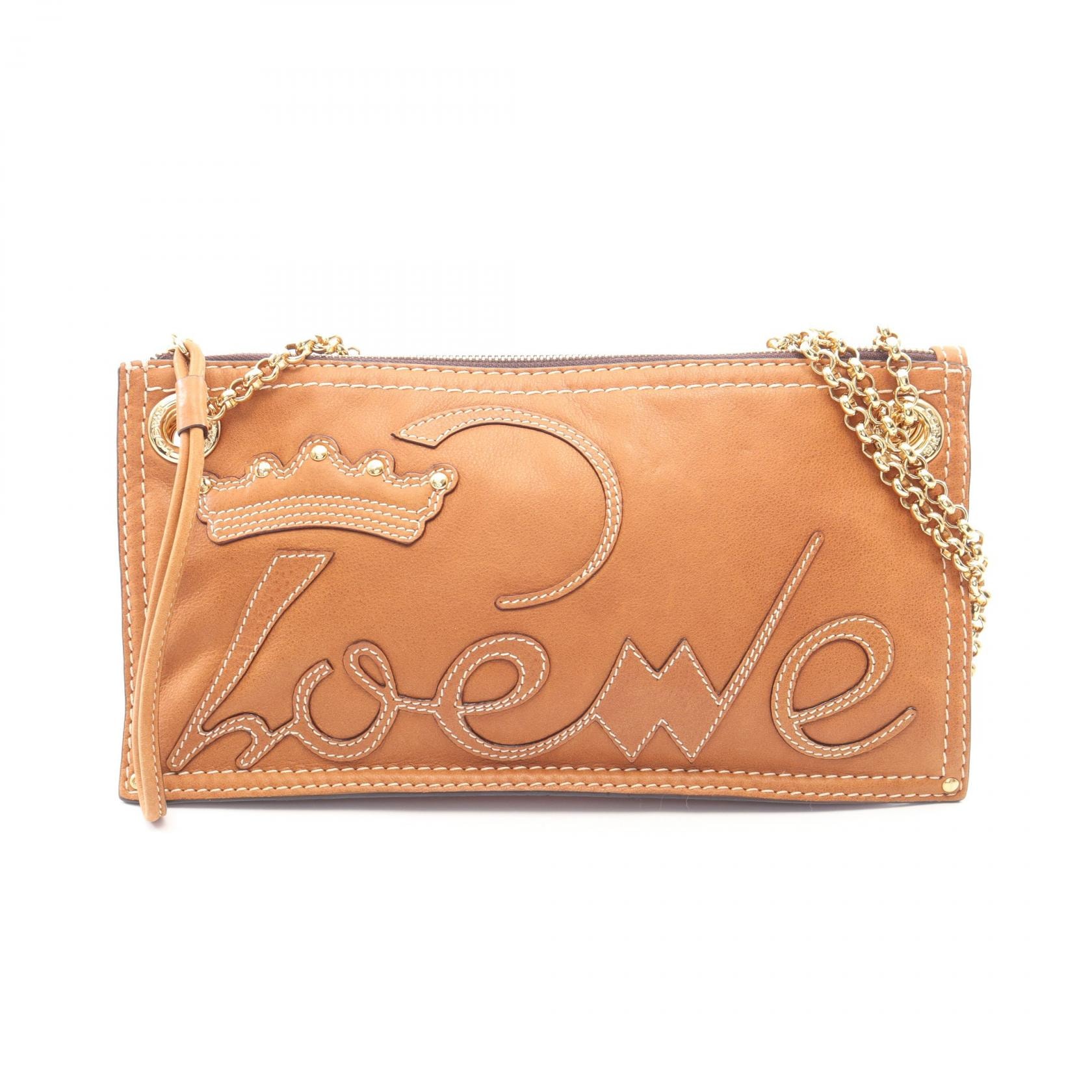 ロエベ LOEWE ロゴ ショルダーバッグ バッグ レザー レディース ブラウン系 【中古】