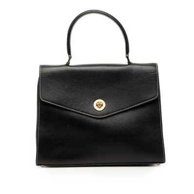 セリーヌ ロゴ ハンドバッグ ブラック レザー レディース CELINE 【中古】