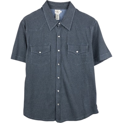 古着 90~00年代 カルバンクライン Calvin klein JEANS 総柄 半袖 ウエスタンシャツ メンズL相当/eaa478005