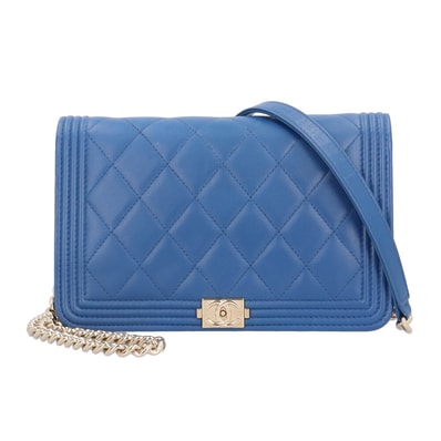 シャネル ボーイシャネル ショルダーバッグ レザー A81969 ブルー レディース CHANEL 中古