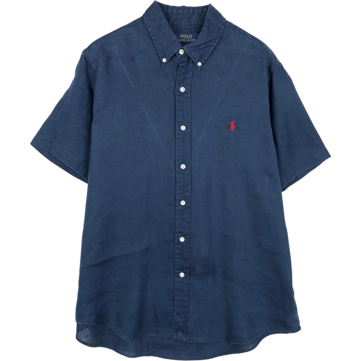 古着 ラルフローレン Ralph Lauren POLO RALPH LAUREN CLASSIC FIT 半袖 リネン ボタンダウンシャツ メンズL相当/eaa650790