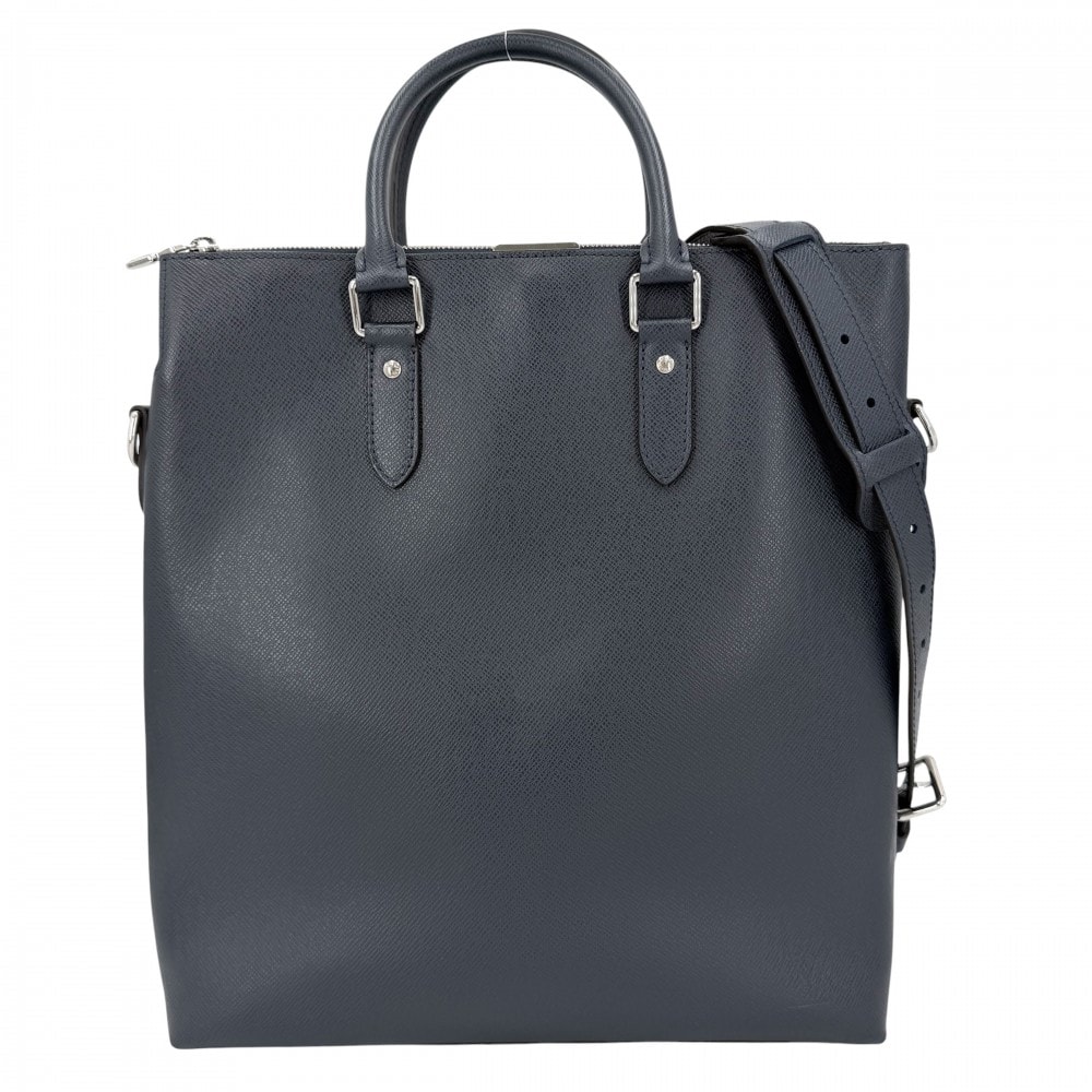LOUIS VUITTON ルイヴィトン 2WAY タイガ アントン トート ハンドバッグ ショルダーバッグ 肩掛け 斜め掛け ビジネスバッグ M33432 ネイビー 紺 シルバー金具 メンズ【中古品】