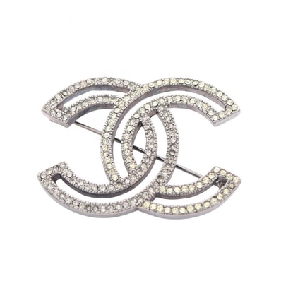 シャネル CHANEL ココマーク ブローチ アクセサリー メタル / ラインストーン レディース シルバー系 / クリア系 【中古】