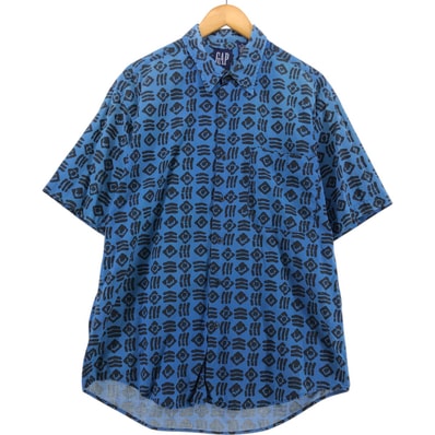 古着 90年代 ギャップ GAP オールドギャップ 総柄 半袖 コットンシャツ メンズM相当 ヴィンテージ/eaa543746