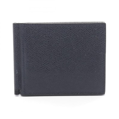 ヴァレクストラ Valextra マネークリップ付き 二つ折り財布 財布 レザー メンズ ブラック系 V0L8028SGSR0080028LR 【中古】