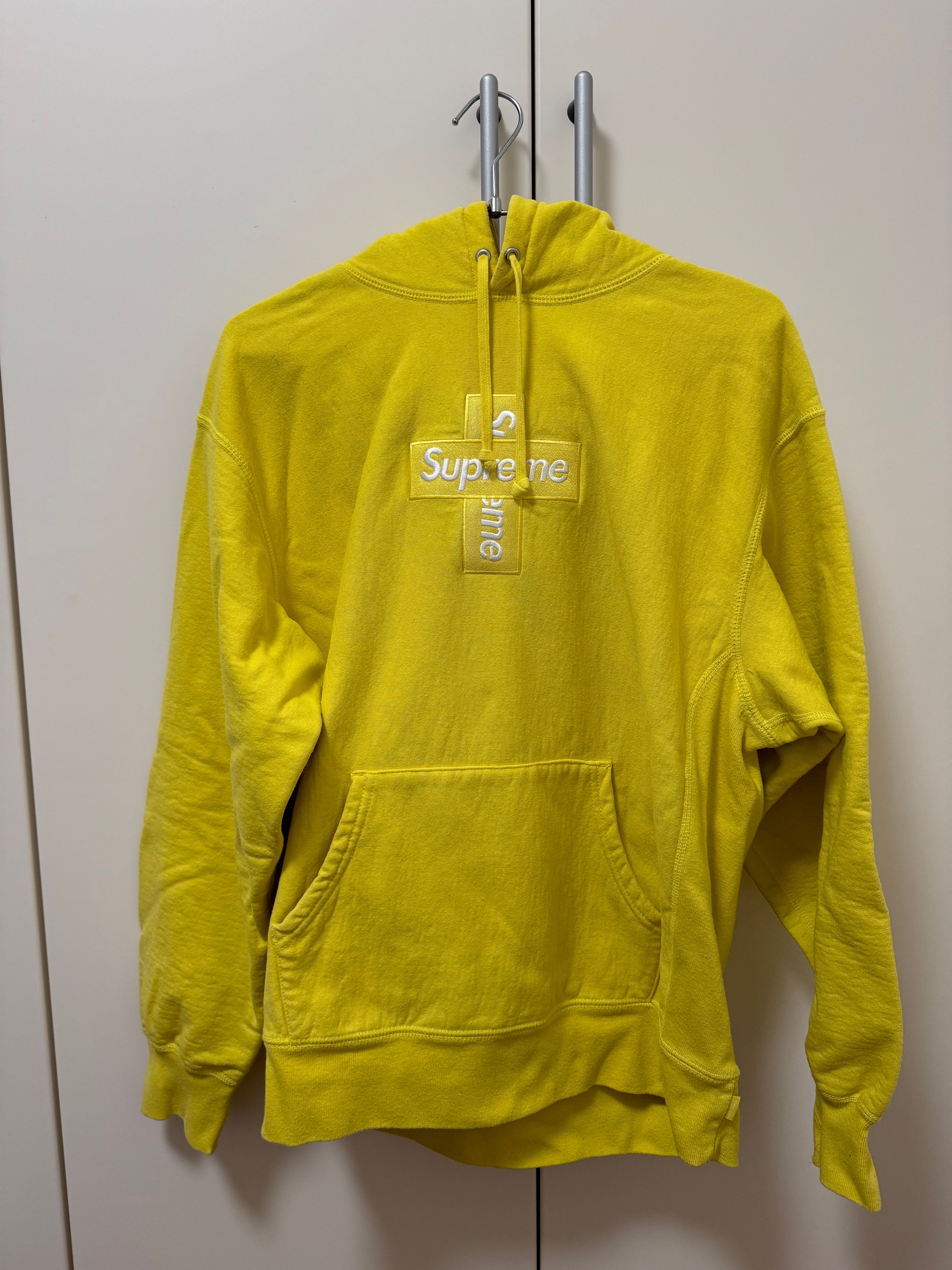 Supreme Cross Box Logo Hooded Sweatshirt "Yellow"