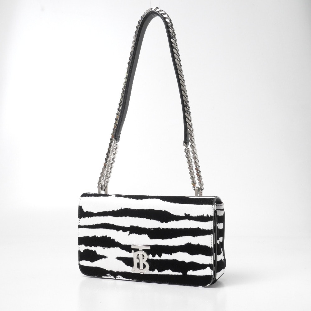 BURBERRY バーバリー AMALL LOLA スモール ローラ ショルダーバッグ TB ゼブラ柄 フロック加工 イタリア製 ブランド古着【中古】20260617/RA9876