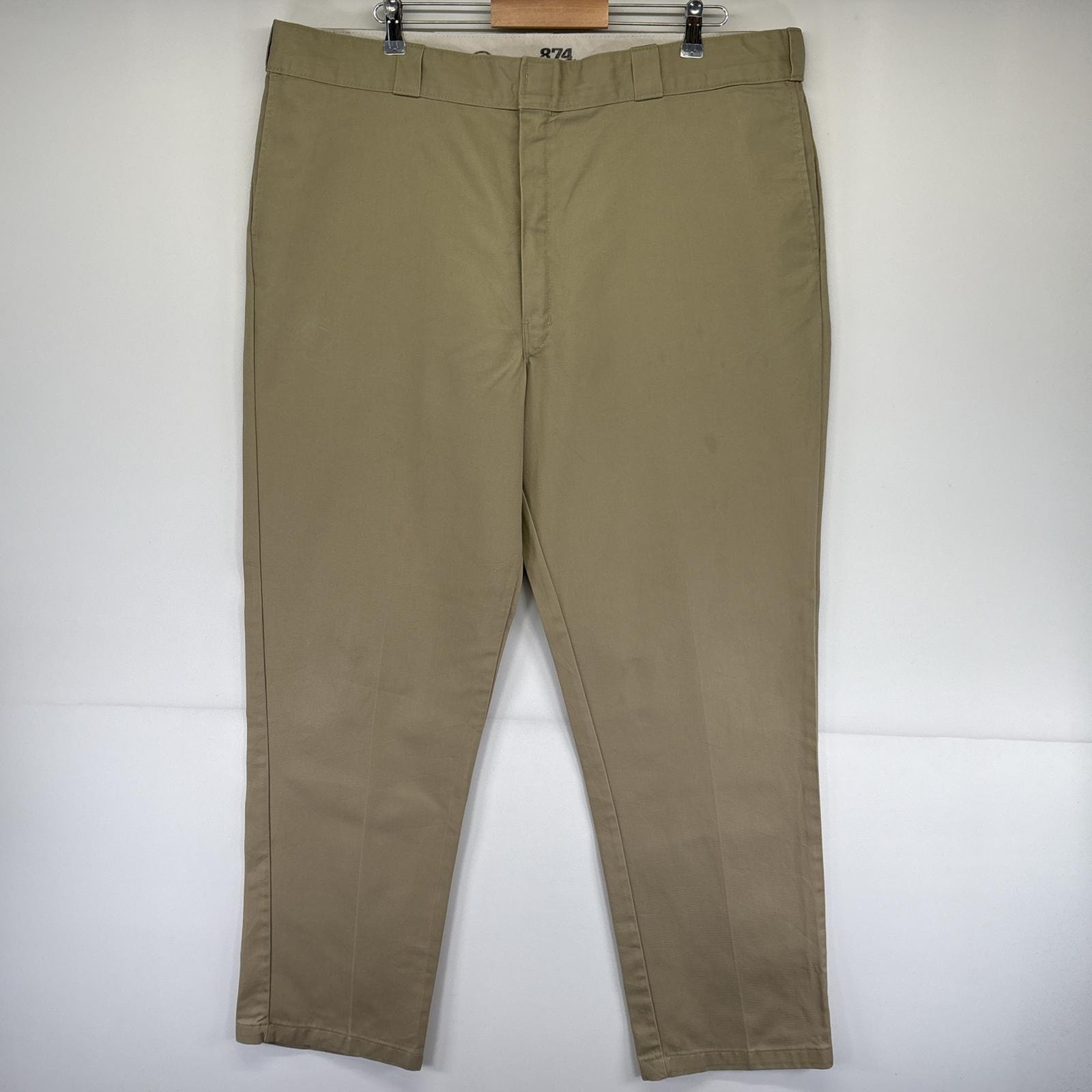 古着 ディッキーズ Dickies ワークパンツ 874 ストレート 長ズボン チノパン 作業着 センタープレス w44 L34  ベージュ メンズ