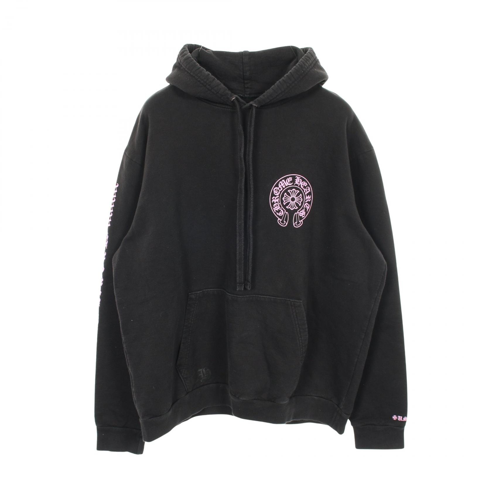 Chrome Hearts Back Horse Shoe Logo Glitter Print Hoodie Online Exclusive "Black/Pink"
