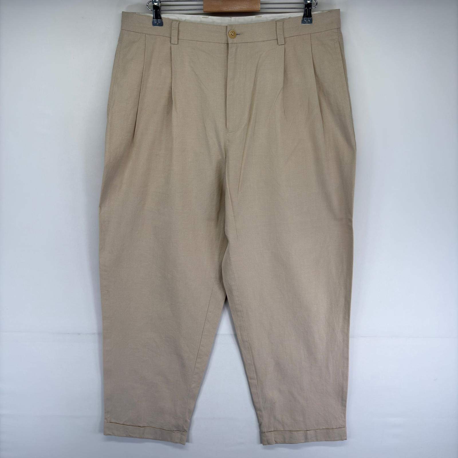 古着 90's/90年代 ノーティカ NAUTICA パンツ スラックス 2タック ジッパーフライ w38 L30  ベージュ系 チェック メンズ