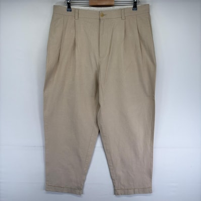 古着 90's/90年代 ノーティカ NAUTICA パンツ スラックス 2タック ジッパーフライ w38 L30 ベージュ系 チェック メンズ