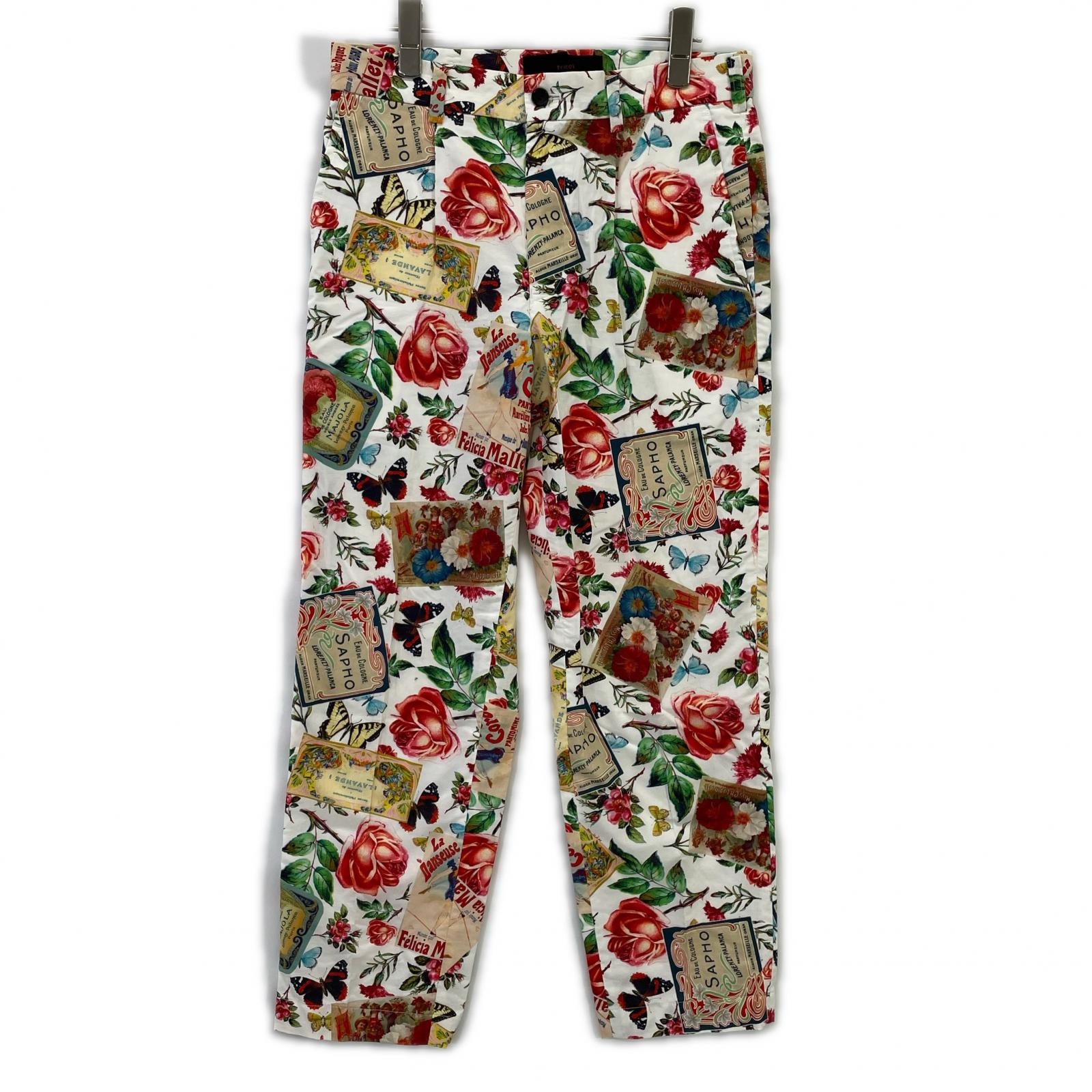 トリココムデギャルソン 13SS マルチカラー 総柄 センタープレス スラックスパンツ S