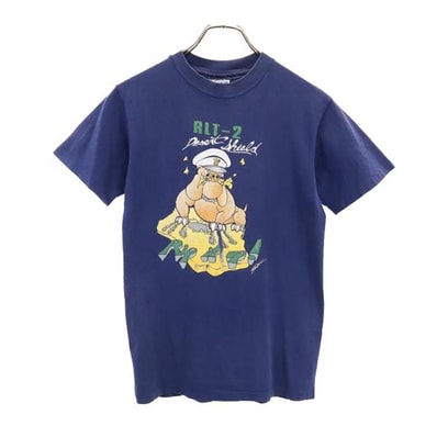 Hanes ヘインズ 80s ヴィンテージ USA製 半袖 Tシャツ S ネイビー系