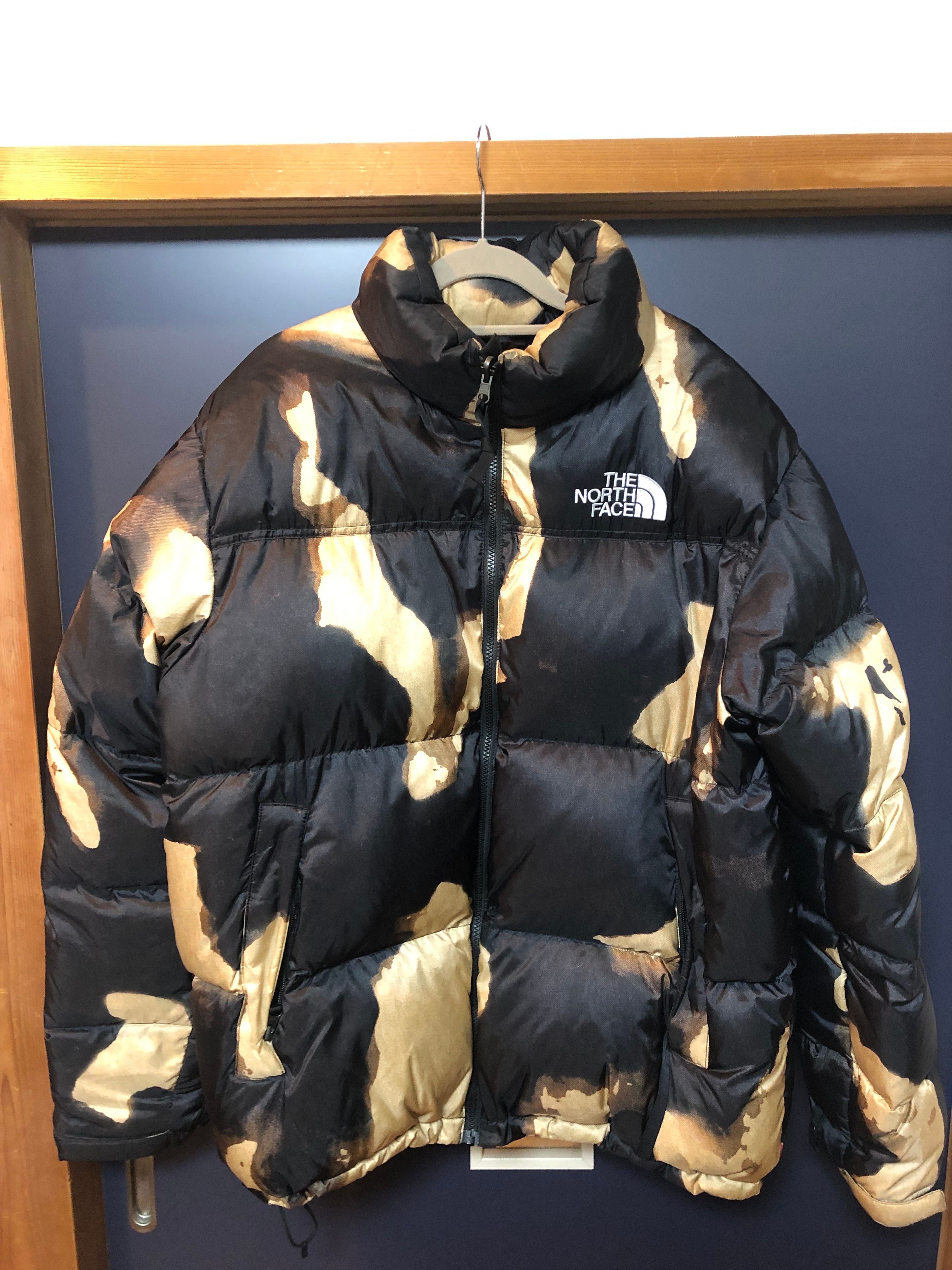Supreme x The North Face Bleached Denim Print Nuptse Jacket "Black"