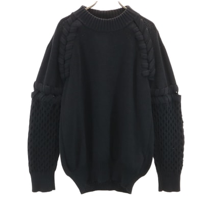 Sacai サカイ 長袖 デザイン ニット 2 ブラック セーター