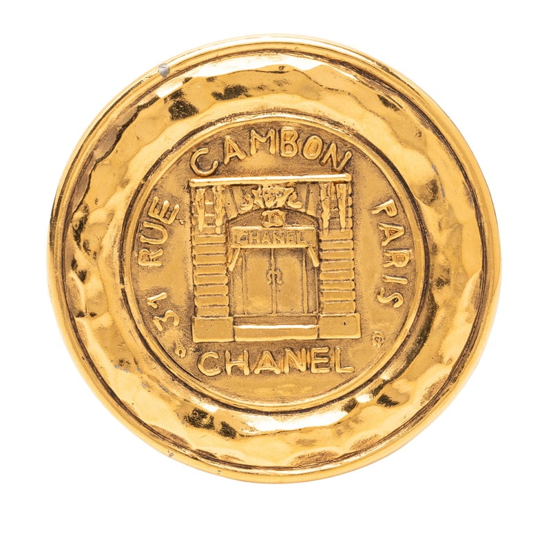 シャネル 31 RUE CAMBON カンボン ラウンド ブローチ ゴールド メッキ GP レディース CHANEL 【中古】