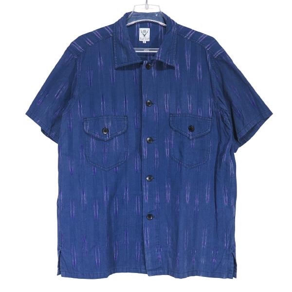 South2 West8 サウスツー ウエストエイト SS SMOKEY SHIRT - DEER IKAT KP859 ショートスリーブ スモーキー シャツ ディアー イカット ネイビー 半袖シャツ サイズS