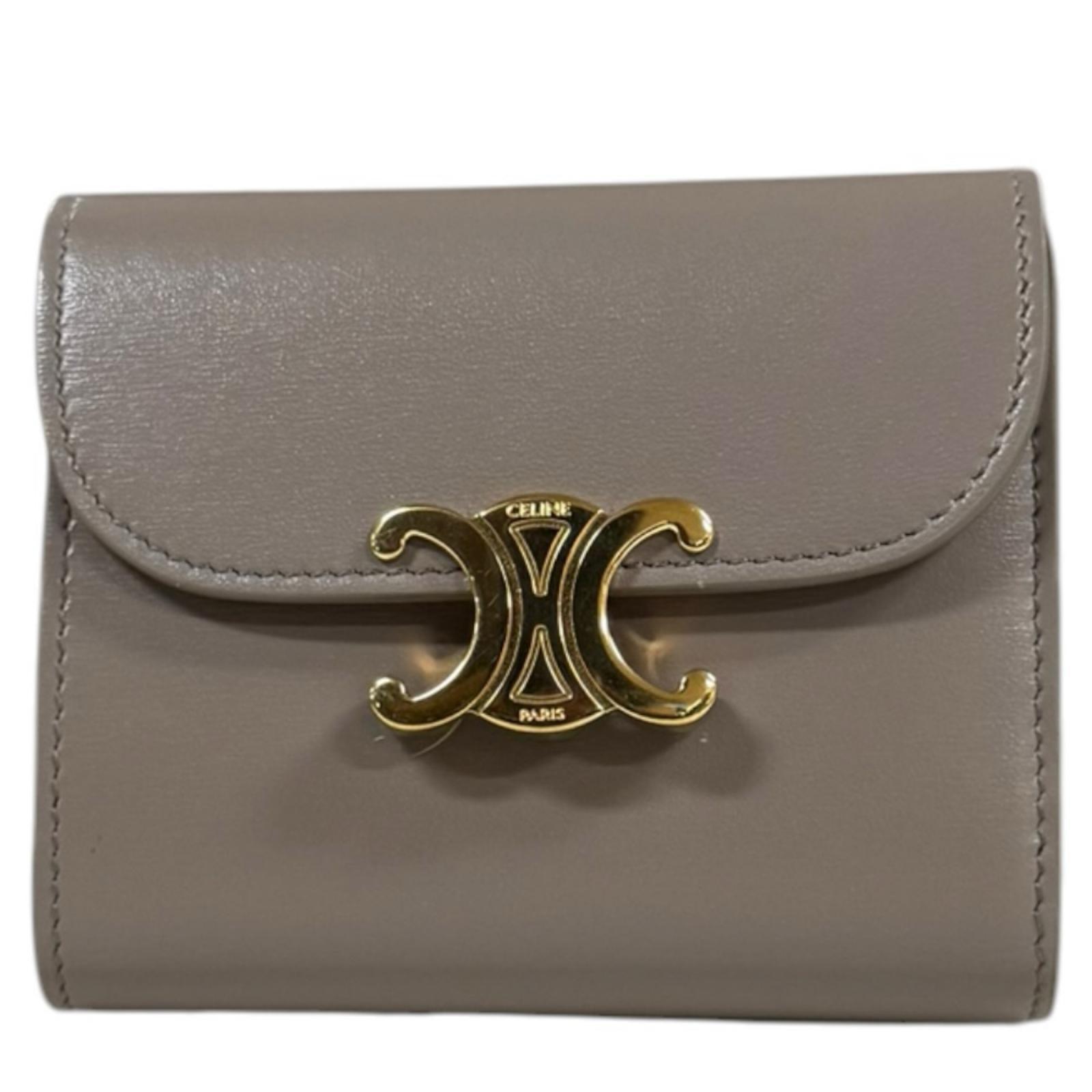 セリーヌ スモールフラップウォレット トリオンフ 三つ折り財布 レザー レディース CELINE  中古