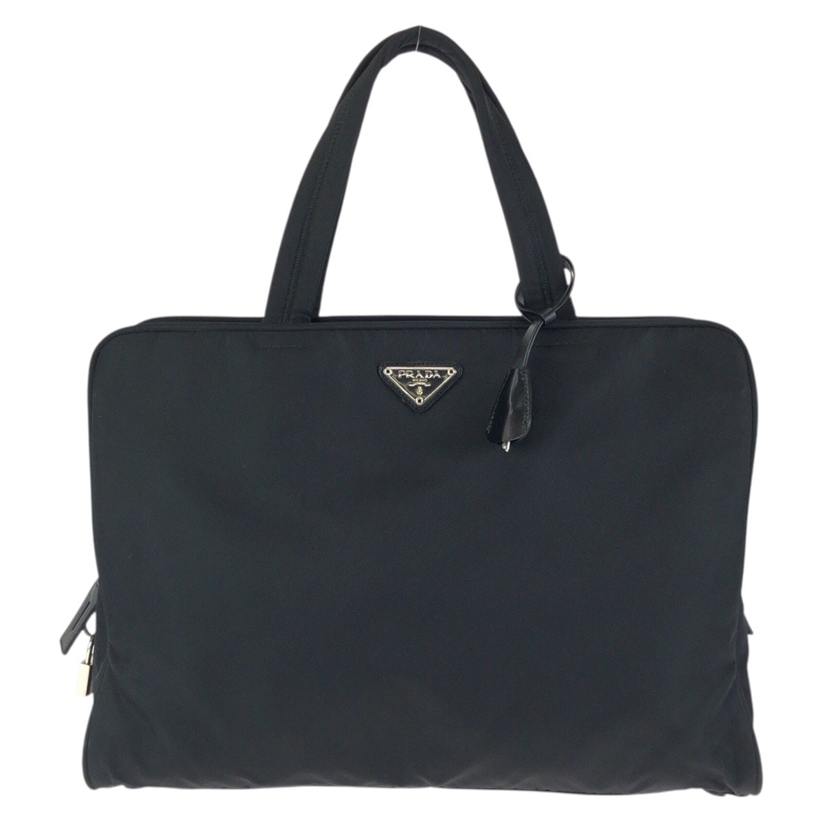美品 PRADA プラダ テスート 三角ロゴプレート ブラック 黒 シルバー金具 ナイロン ビジネスバッグ ブリーフケース ハンドバッグ 602186 【中古】