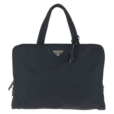 美品 PRADA プラダ テスート 三角ロゴプレート ブラック 黒 シルバー金具 ナイロン ビジネスバッグ ブリーフケース ハンドバッグ 602186 【中古】