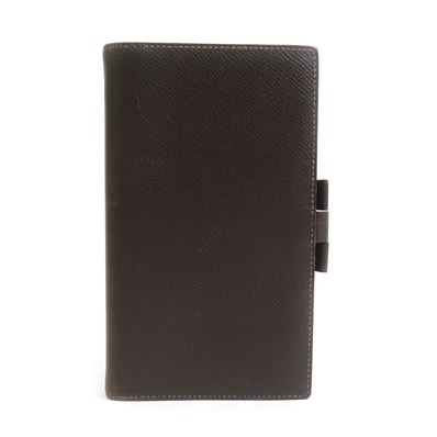 エルメス HERMES 手帳カバー レザー ダークブラウン ユニセックス【中古】 e61744a