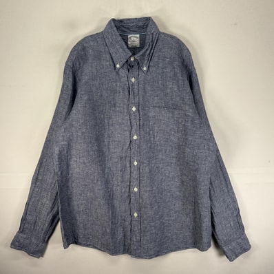 古着 ブルックスブラザーズ Brooks Brothers 長袖シャツ ボタンダウン 胸ポケット L ブルー系 メンズ