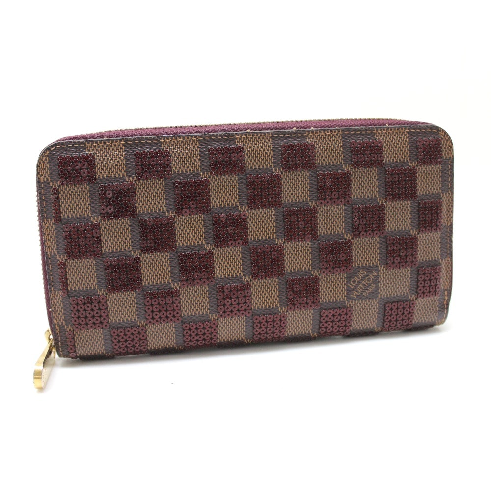 ルイヴィトン LOUIS VUITTON ジッピー・ウォレット N63174 ダミエ・パイエット ロングウォレット 長財布 ダミエキャンバス ルージュ