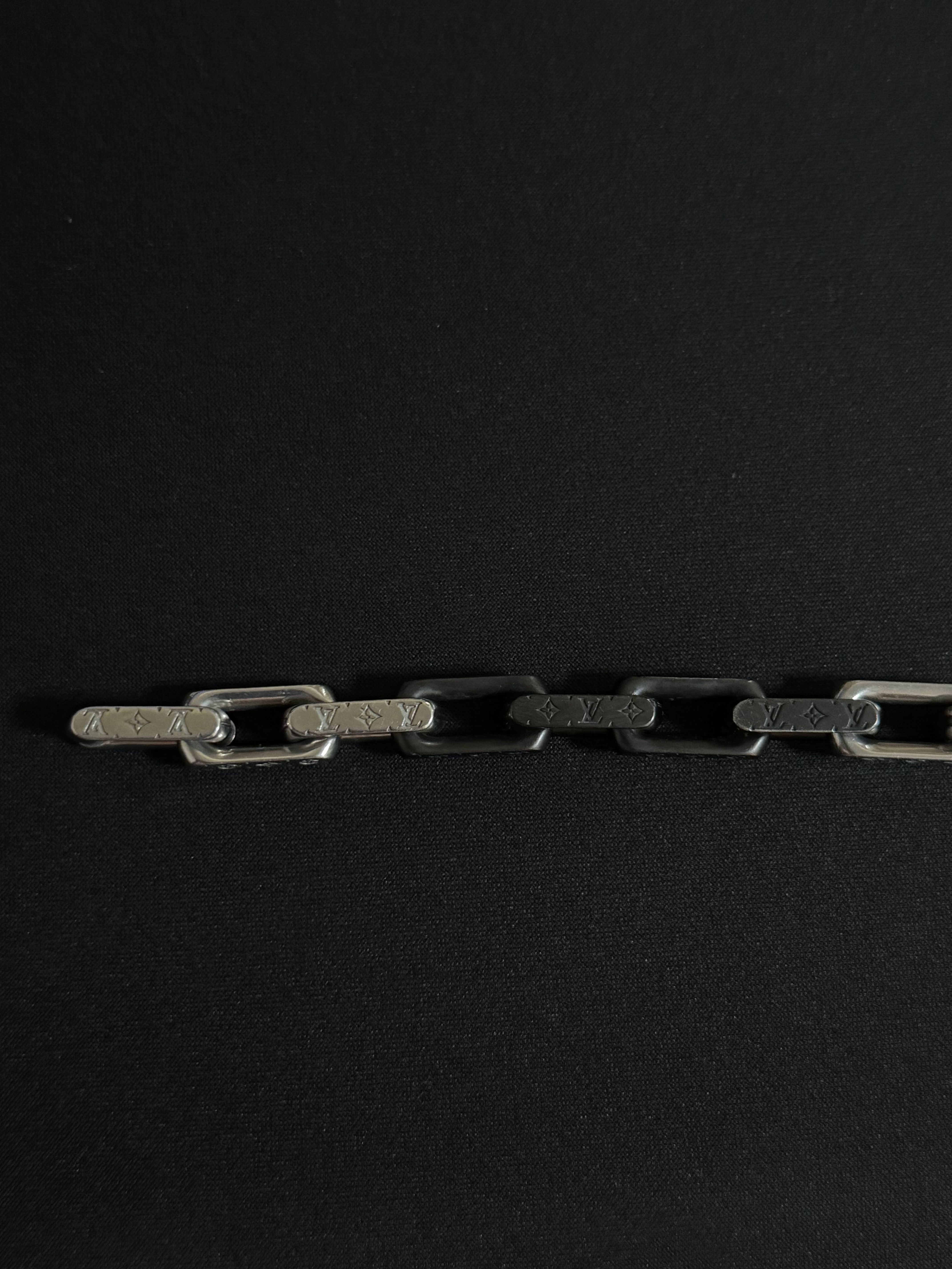 Louis Vuitton Monogram Chain Bracelet "Silver/Black"