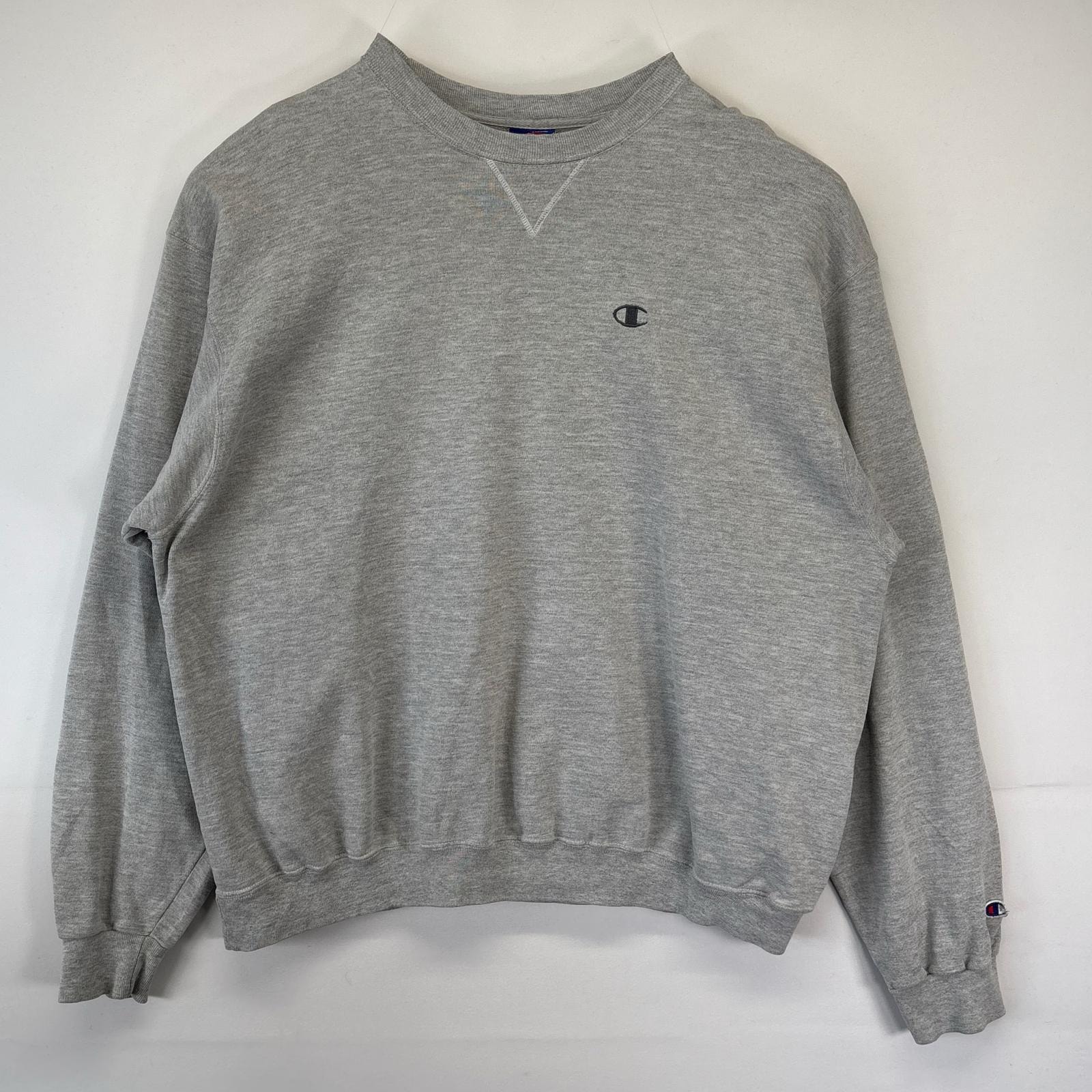 古着 チャンピオン Champion スウェット 大きいサイズ トレーナー クルーネック ワンポイントロゴ刺繍デザイン 2XL グレー系 メンズ