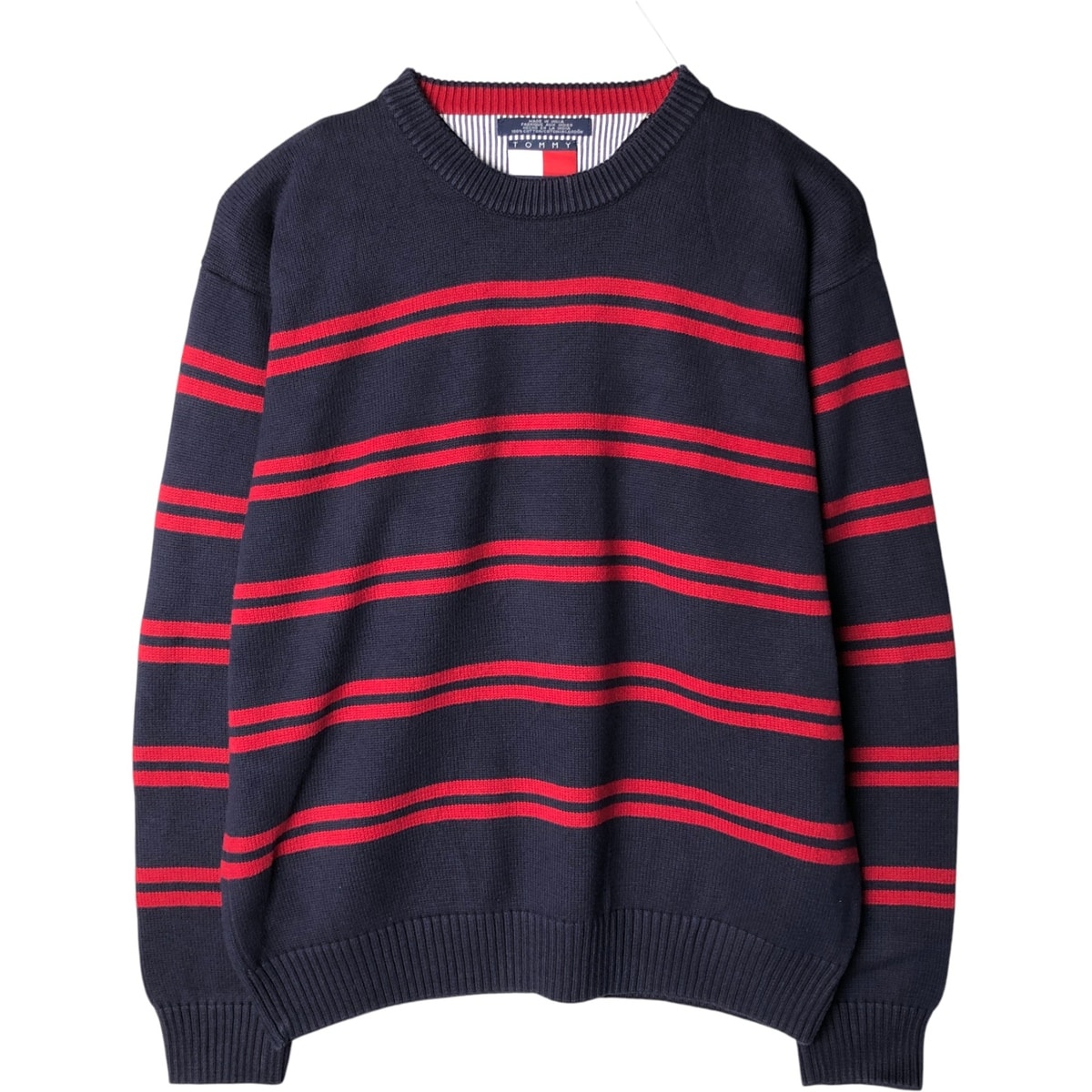 古着 90年代~ トミーヒルフィガー TOMMY HILFIGER ボーダー柄 コットンニットセーター メンズXL相当 ヴィンテージ/eaa590789
