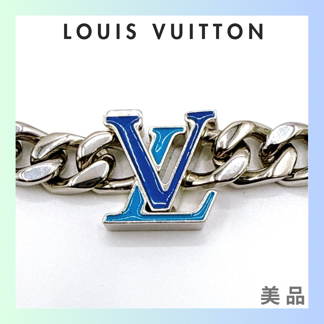 ルイヴィトン コリエ・ LV チェーン ネックレス "シルバー/ブルー" M00907