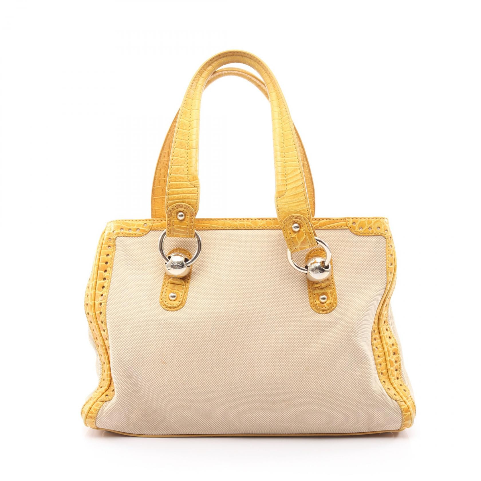 セリーヌ CELINE 型押し ショルダーバッグ バッグ キャンバス レザー レディース ベージュ系 / イエロー系 【中古】